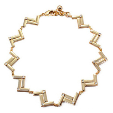 Collar de aleación de oro de la onda (XJW13702)